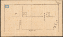 1890-75 Schetstekening van de te koop gevraagde grond aan de Oranjeboomstraat door H.J. Heiman.