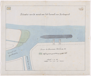 1891-106 Calque op linnen van de situatie van de mond van het Kanaal van Kortenoord.