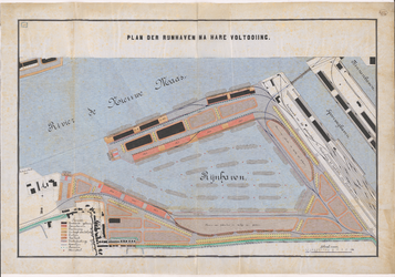 1891-117 Calque op linnen van het plan der Rijnhaven na hare voltooiing.