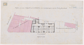 1891-124 Calque op linnen van een schets voor een school met 12 lokalen in 3 verdiepingen aan de St. Janstraat.