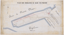 1891-40 Calque op linnen van het plan van de Rijnhaven na de voltooiing.