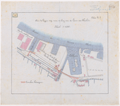 1891-42 Calque op linnen van de aan te leggen weg naar de brug over de haven van Charlois.