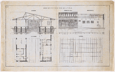 1891-47-1 Calque op linnen voor een te bouwen loods in Feijenoord voor de Hollandse Yzeren Spoorwegmaatschappij Blad 1