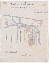 1891-48 Calque op linnen van een te leggen riool enz. in een gedeelte van de Diergaardesingel.