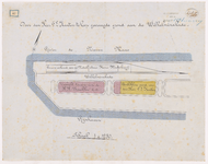 1891-67 Calque op linnen van door de heer F.L. Kanters te koop gevraagde grond aan de Wilhelminakade.