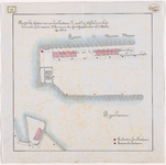 1891-86 Tekening van het plan voor het plaatsen van een baaklantaarn aan de mond van de Wilhelminakade. Calque op linnen.