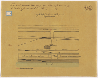 1892-119 Calque op papier van de rioolaansluiting op het spoorweg etablissement te Feyenoord.