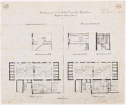 1892-125 Calque op linnen van de verbouwing in de school aan het Vasteland (J. Evers).