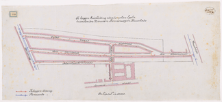 1892-140 Calque op linnen van de te leggen buisleiding stratenplan Egelie tussen de Nieuwe Binnenweg en Kruiskade.