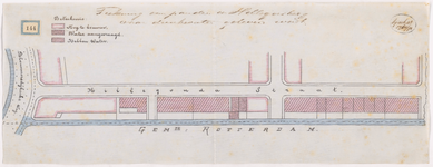 1892-144 Calque op linnen van panden aan de Hillegondastraat te Hillegersberg waar drinkwater aangeleverd wordt.