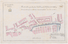 1892-147 Calque op linnen van het plan tot verbetering van de openbare verlichting op de Vlietkade tot de Jaffabrug.