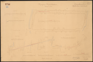 1892-150-1 Tekening van de wijziging van wisselplaatsen van de stoomtramlijn Rotterdam - Schiedam. Blad 1