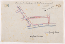 1892-156-1 Calque op linnen van de drinkwaterleiding in de Catharinastraat. Blad 1