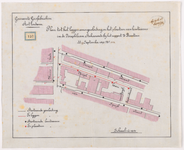 1892-157 Calque op linnen van het plan tot het leggen van een gasleiding en het plaatsen van lantaarns in de Josephlaan.