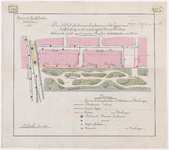 1892-164 Calque op linnen van het plan tot het plaatsen van lantaarns en het leggen van een hoofdleiding in de weg ...