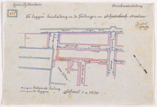 1892-177-1 Calque op linnen van te leggen buisleiding in de Teilinger en Schoterboschstraten voor de drinkwaterleiding. ...