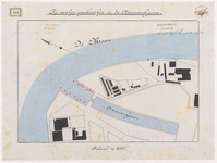 1892-181 Kaart met aanduiding van de te maken paalwerken in de Nassauhaven. Calque op linnen