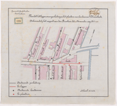 1892-194 Kaart met aanduiding van het plan tot het leggen van een gasleiding en het plaatsen van lantaarns aan de ...