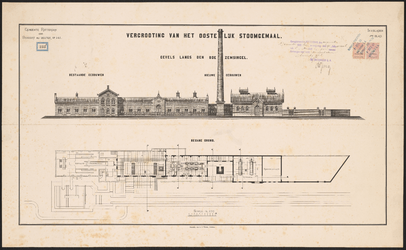 1892-233-1 Tekening van de vergroting van het Oostelijk Stoomgemaal aan de Boezemsingel, met aanduiding van de ...