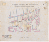 1892-40 Calque op linnen van een te leggen riool aan de Zwaanshals (Bouwplan van der Graaf en Valk).