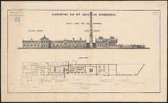 1893-118-1 Gedrukte tekening van de vergroting van het oostelijk stoomgemaal. Blad 1