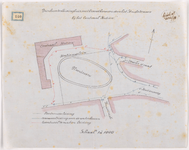 1893-140 Kaart met aanduiding van de drinkwaterleidingbuis met brandkranen door het staatsterrein bij het Centraal ...