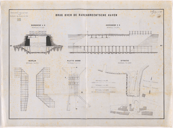 1893-151-1 Calque op linnen van de brug over de Barendrechtschehaven. Blad 1
