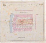1895-173-1 Calque op linnen der situatie van te bouwen scholen aan de Schoutenstraat en Slaakkade O.Z. Blad 1