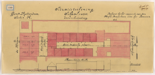 1893-199 Calque op papier der situatie van de Oost-Indische plaats etc.