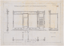 1893-218 Calque op linnen van de verbouwing van de winkelpui van het huis aan de Hoogstraat tegenover de Hoofdsteeg.