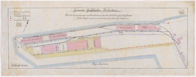 1893-223 Calque op linnen van het plan tot het aanbrengen van canalisatie en openbare verlichting nabij de Rijnhaven.
