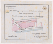 1893-27 Calque op linnen van het plan tot het leggen van gasbuizen en het plaatsen van lantaarns in de Catharinastraat.
