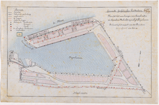 1893-65 Calque op linnen van het plan tot het aanbrengen van kanalisatie en openbare verlichting nabij de Rijnhaven.
