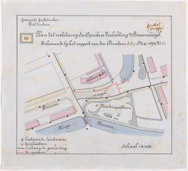 1893-96 Calque op linnen van het plan tot verbetering van de openbare verlichting aan de Boezemsingel.