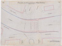 1894-106 Een calque op linnen van de situatie van de te vernieuwen Hoge Rottebrug.
