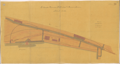 1894-125 Calque op papier der situatie van de nieuwe kolentip aan de Binnenhaven.