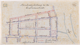 1894-170 Calque op linnen van de drinkwaterleiding in de Snellemanstraat.