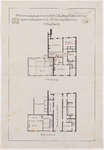 1894-52 Calque op linnen van de plattegrond van de woning van een school in verband met een verbouwing.
