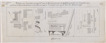 1895-150 Calque op linnen van de verkoop van 5 perceelen open grond aan de Gouvernestraat en de Gaffeldwarsstraat van 6 ...