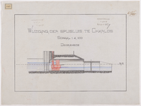 1895-197 Calque op linnen van de wijziging der spuisluis te Charlois. Doorsnede.
