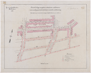 1895-208 Calque op linnen va het plan tot het leggen van gasbuizen en het plaatsen van lantaarns, in de in aanleg ...