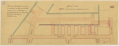1895-230 Calque van het ontworpen stratenplan op de tuin ten noordoosten der hofjes aan de Snellemanstraat en in ...