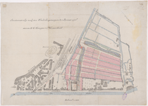 1895-54 Calque op linnen van een situatieschets van het gebied tussen de Walenburgerweg, Schiekade en de Spoorsingel in ...