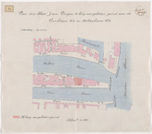 1895-55 Calque op linnen van een situatieschets van het gebied bij de Voor- en Achterhaven en de Middenkous in verband ...