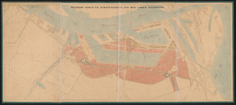 1895-57 Kaart van een ontwerp haven- en stratenaanleg bij het gebied rond de nieuw te graven Maashaven op de Linker ...