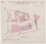 1895-71 Kaart met de situatie van het gebied tussen de Goudsche Wagenstraat, Oostvest en het Achterklooster in verband ...