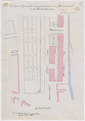 1895-78-1 Kaart met aanduiding van de verkoop van 7 percelen open grond aan de Boezemsingel en de Marktveldstraat. ...