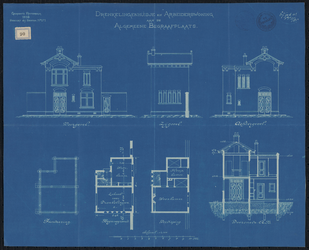1895-90 Tekening van het 2e plan van een drenkelingenhuisje en arbeiderswoning aan de Algemeene Begraafplaats. Calque ...