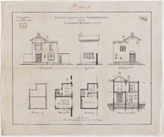 1895-91 Tekening met het 2e plan van een drenkelingenhuisje en arbeiderswoning aan de Algemene Begraafplaats. Calque op ...