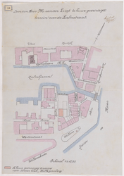 1896-10 Kaart met aanduiding van het door de heer M. van der Lugt te huur gevraagd terrein aan de Zalmstraat. Calque op ...